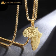 Ankh Pendant Africa Map Necklace