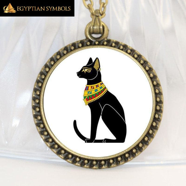 EGYPTIAN CAT GODS PENDANT - ALLOY AND GLASS