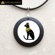 EGYPTIAN CAT GODS PENDANT - ALLOY AND GLASS