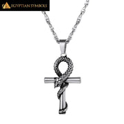 Ankh Cross Snake Necklace