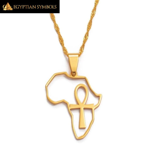 Africa Map and Ankh Necklace