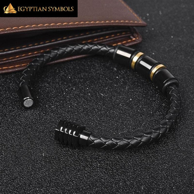 Egyptian Leather Bracelet - Black Gold Unique ability