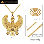 Horus Bird Falcon Holding Ankh Necklace