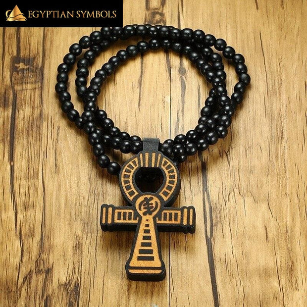 Wooden Ankh Cross Necklace