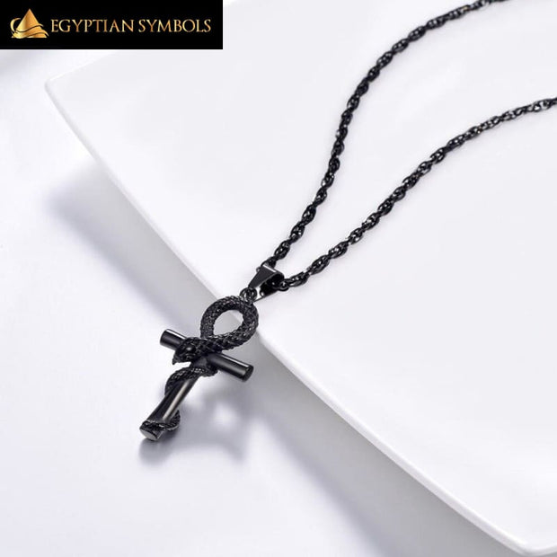 Ankh Cross Snake Necklace