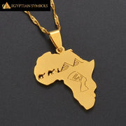 Africa Map With Egyptian Queen Nefertiti Necklace