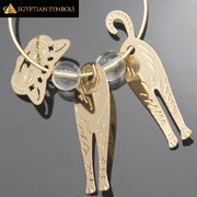 Egyptian Bastet Gold Earrings