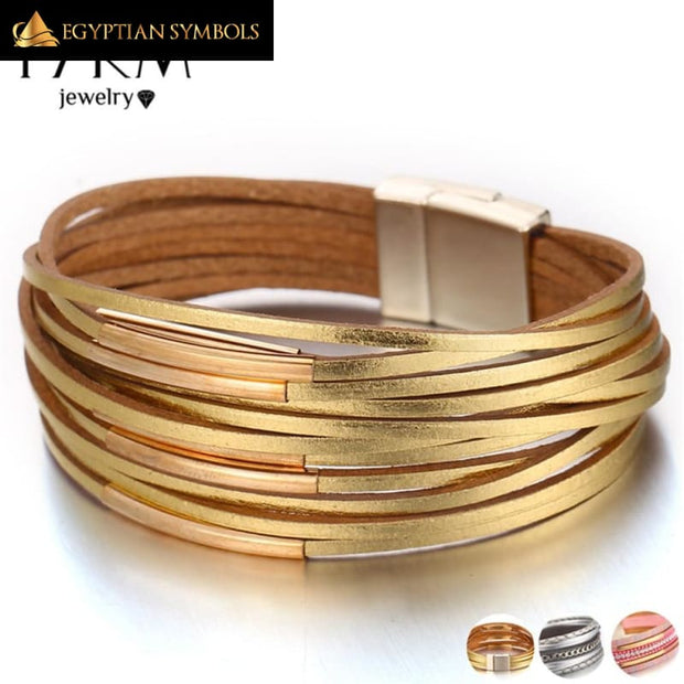 EGYPTIAN BRACELET - Gold Leather IDEAL ACCESSORY