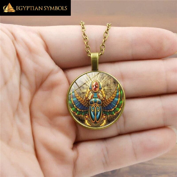 Vintage Egyptian scarab necklace