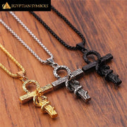 Vintage Egyptian Cross Necklace - Snake