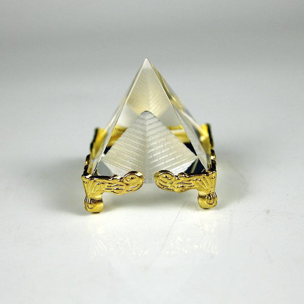 Crystal Pyramid With Gold Stand