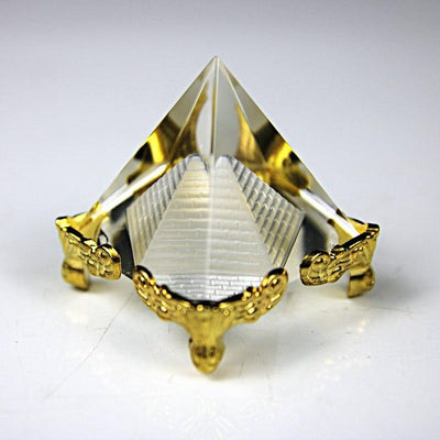 Crystal Pyramid With Gold Stand