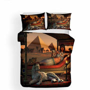 EGYPTIAN BED SET - GODDESS AND HER TIGER