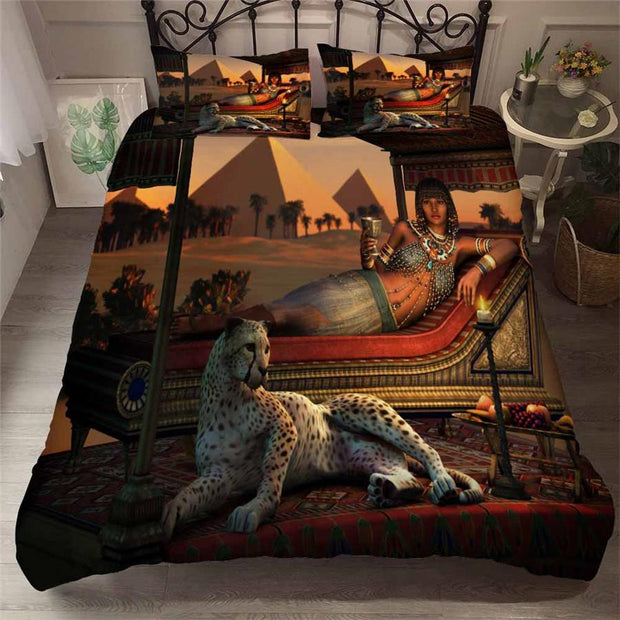 EGYPTIAN BED SET - GODDESS AND HER TIGER