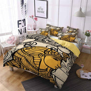 EGYPTIAN BED SET IN WHITE AND YELLOW